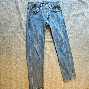 Levi’s 505 Jeans Zippered Straight Classic Heavy denim medium wash blue 34 x 34